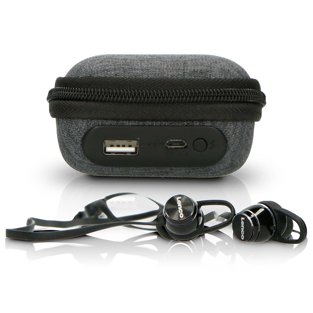 Sweatproof Bluetooth Earbuds with Power Bank Case, Black
