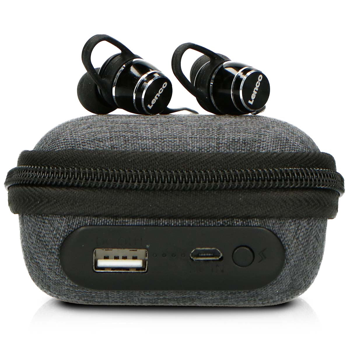 Sweatproof Bluetooth Earbuds with Power Bank Case, Black
