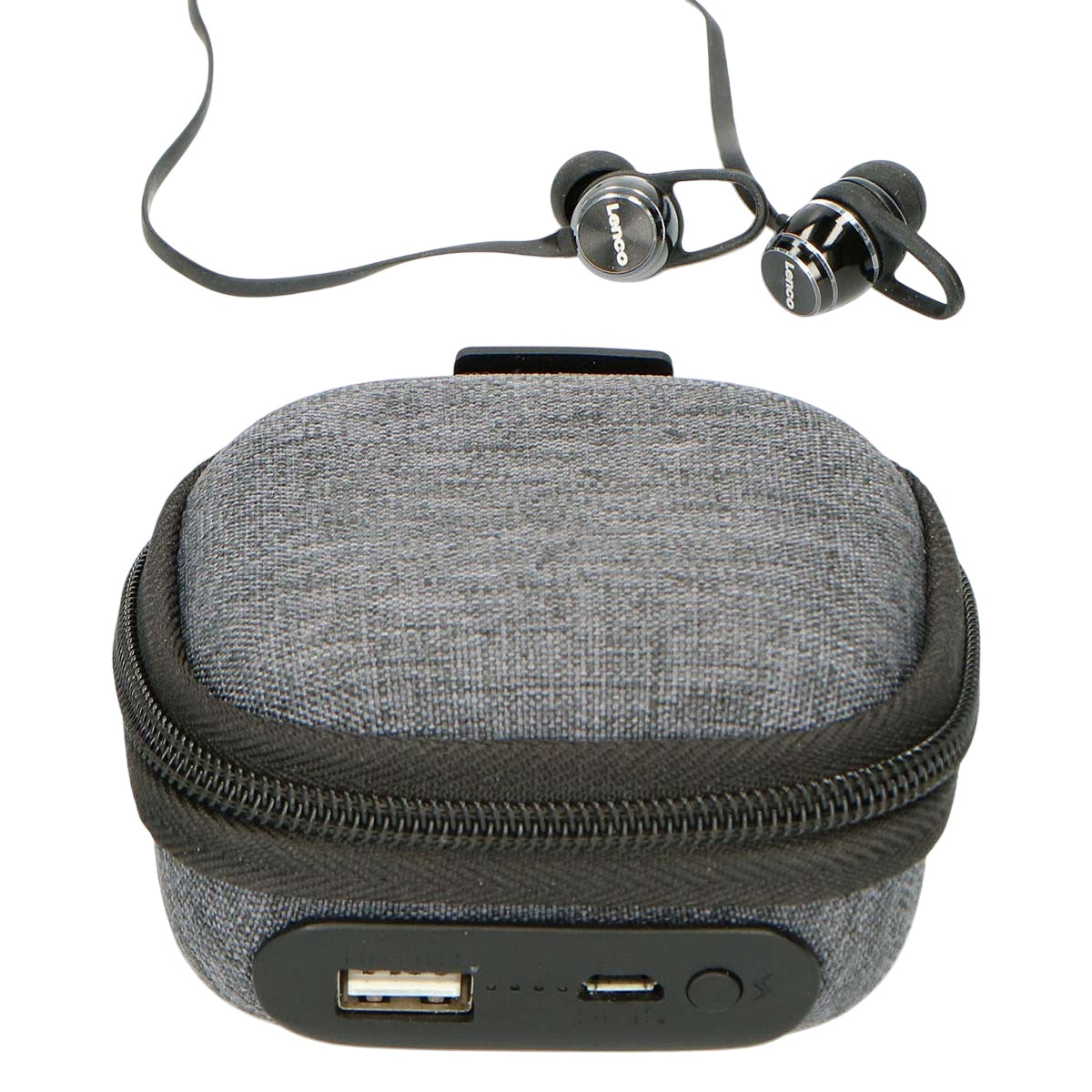 Sweatproof Bluetooth Earbuds with Power Bank Case, Black