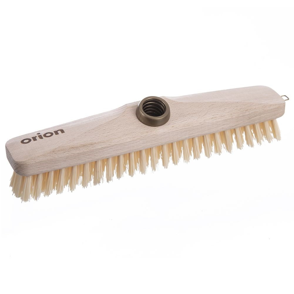 Sweeping brush with short, hard bristles for floors, tiles, concrete