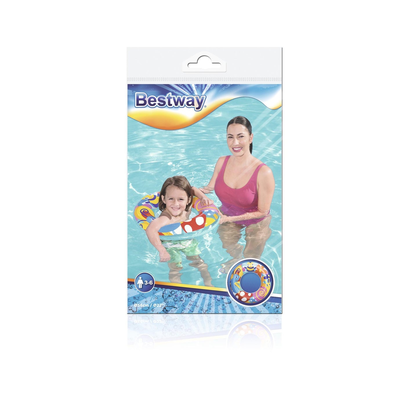 Kids Swim Ring, 56 cm, Colorful Designs, Ages 3-6
