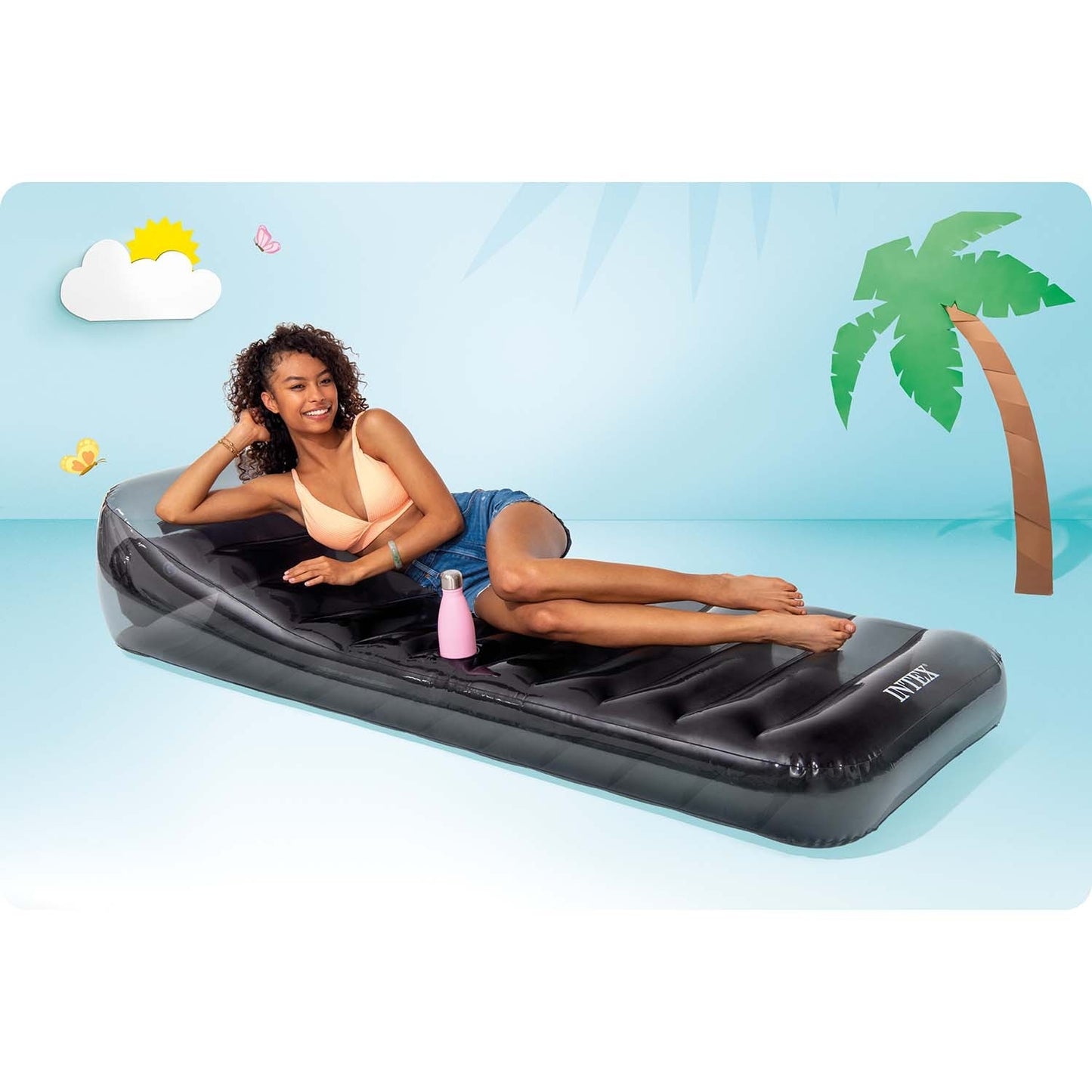Swimming mattress black 211 x 99 cm INTEX 58723