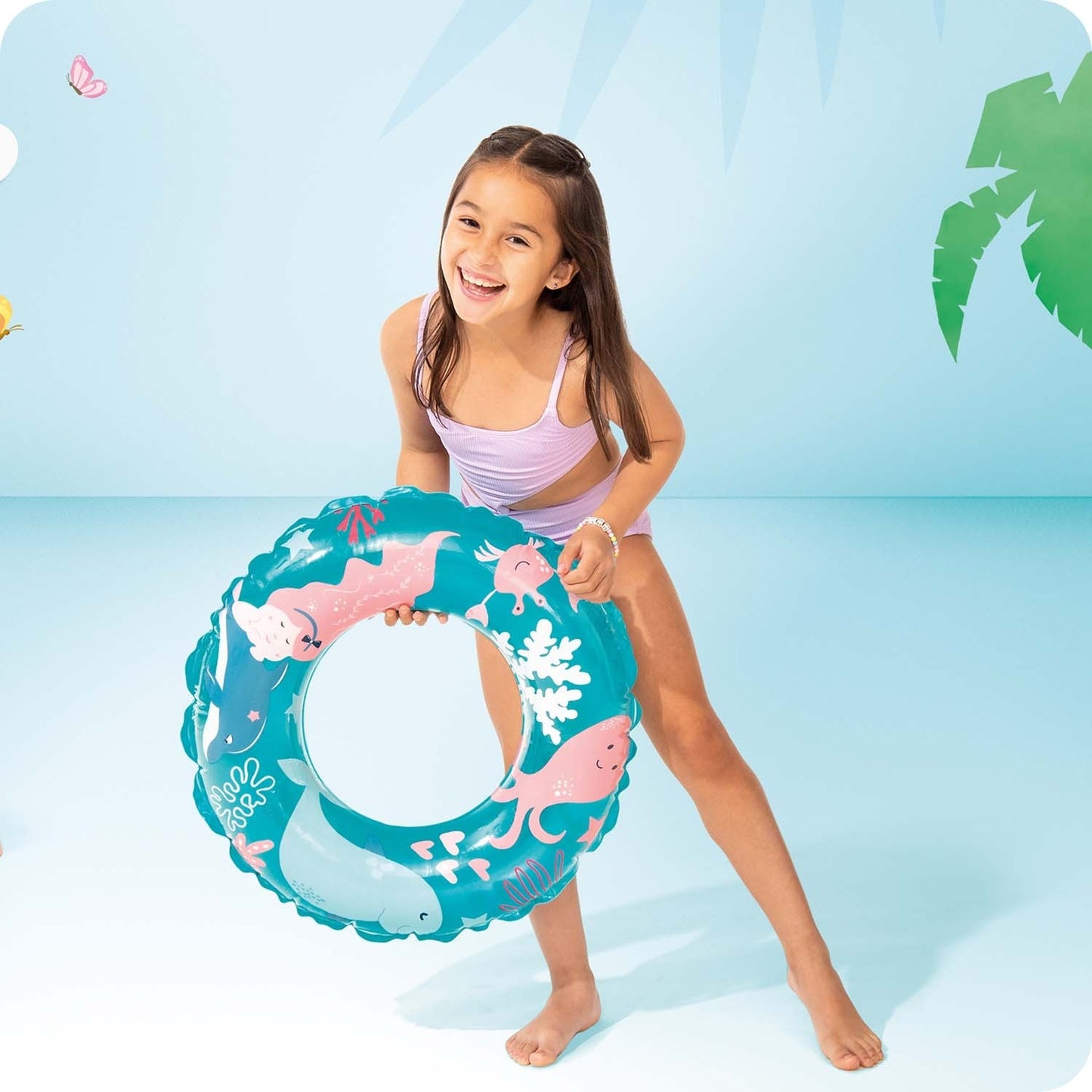 Swimming ring, colorful blue, 61 cm, INTEX 59242