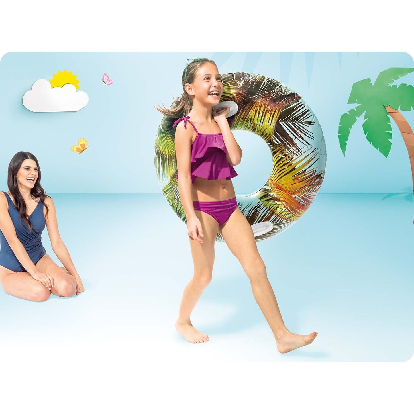 Swimming ring green palm 97 cm XL INTEX 58263