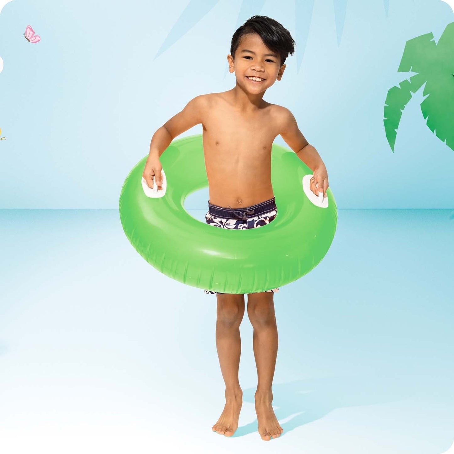 Swimming ring with handles 76 cm green INTEX 59258