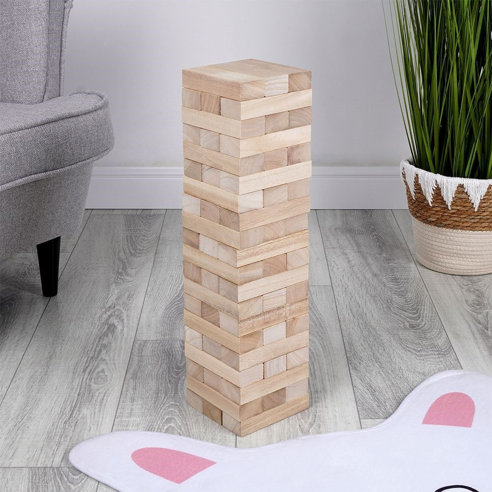Swinging Tower Game: Balance, Dexterity, Natural Wood, 50cm