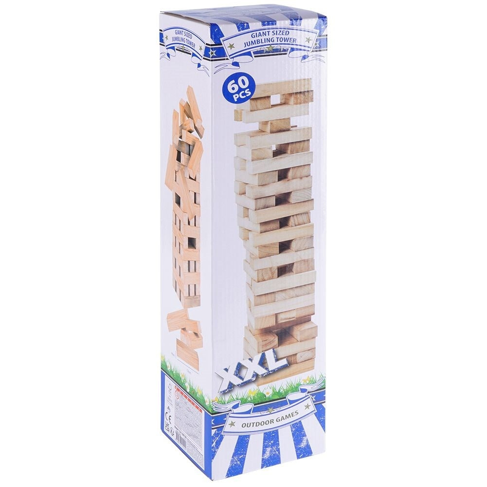 Swinging Tower Game: Balance, Dexterity, Natural Wood, 50cm