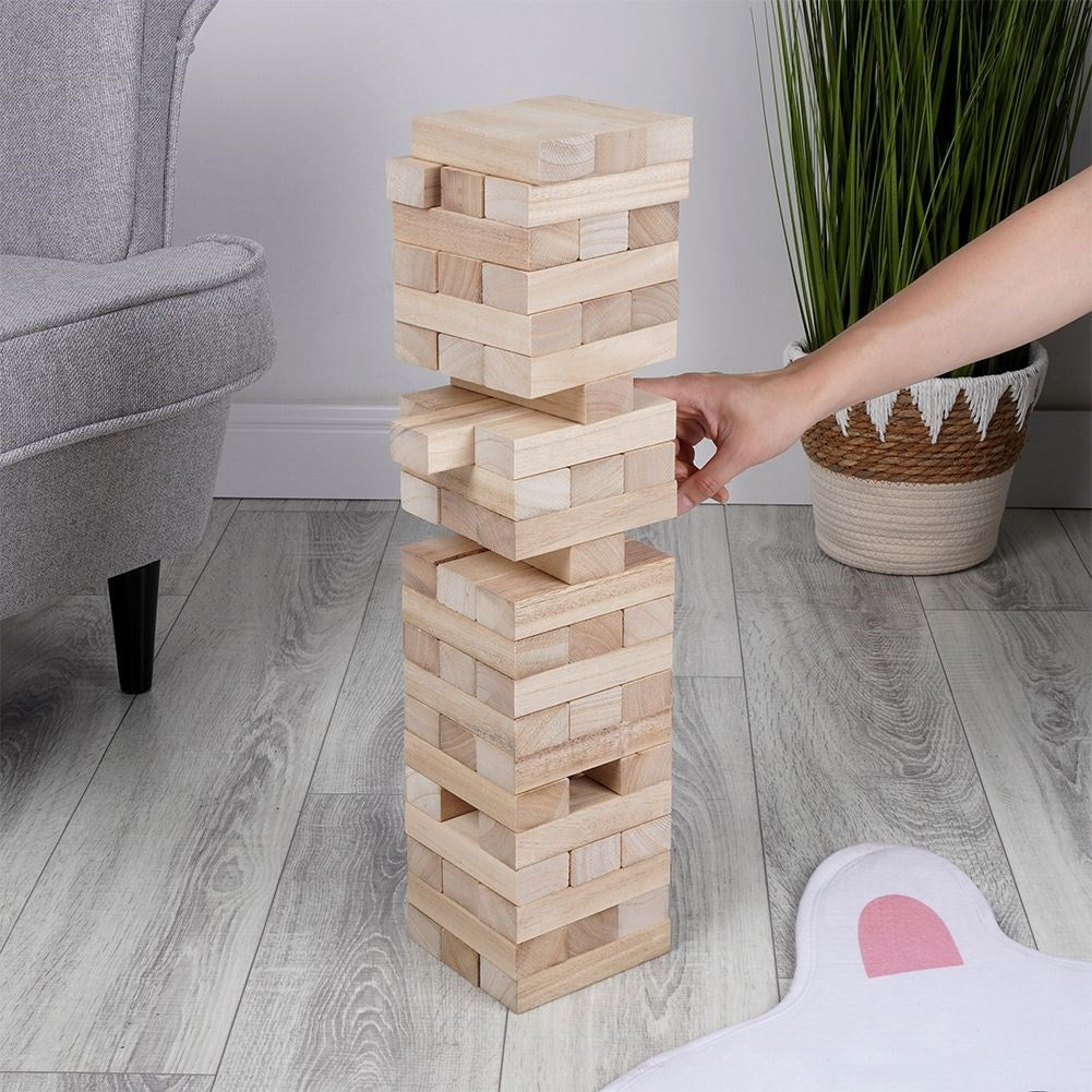 Swinging Tower Game: Balance, Dexterity, Natural Wood, 50cm