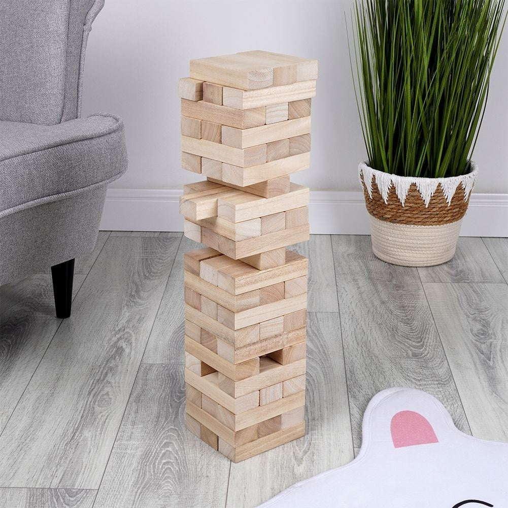 Swinging Tower Game: Balance, Dexterity, Natural Wood, 50cm