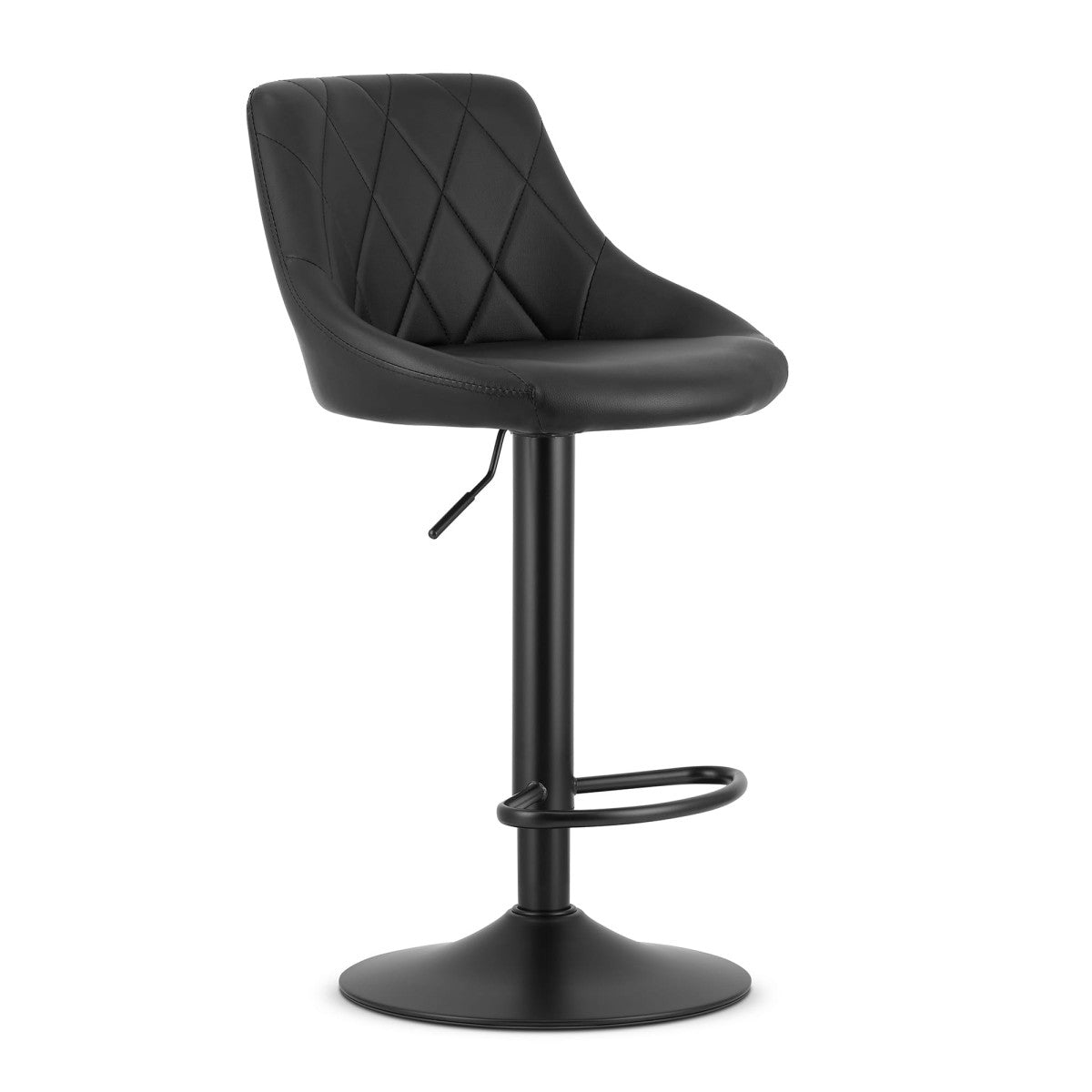 Swivel Bar Stool, Adjustable Height, Black Faux Leather