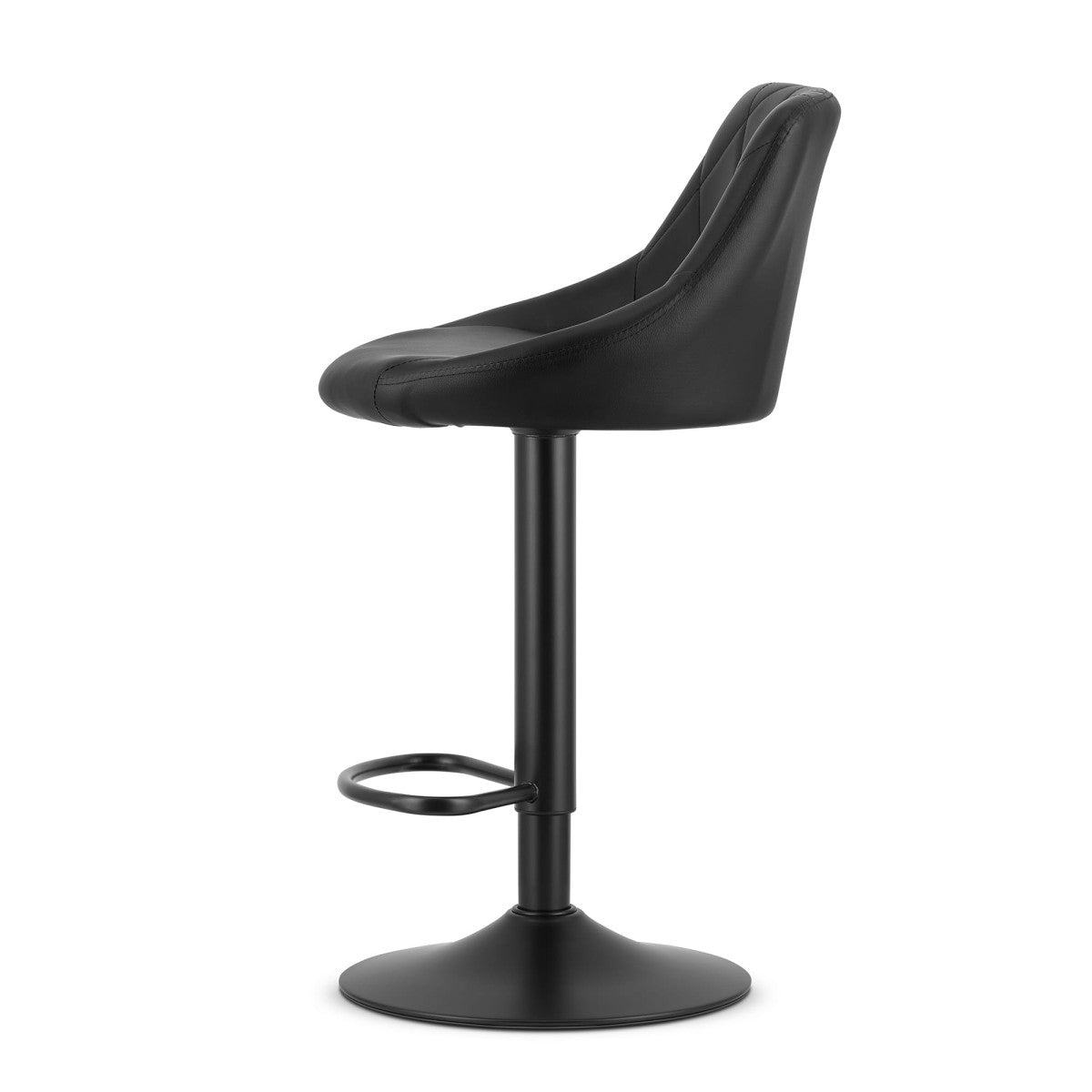 Swivel Bar Stool, Adjustable Height, Black Faux Leather