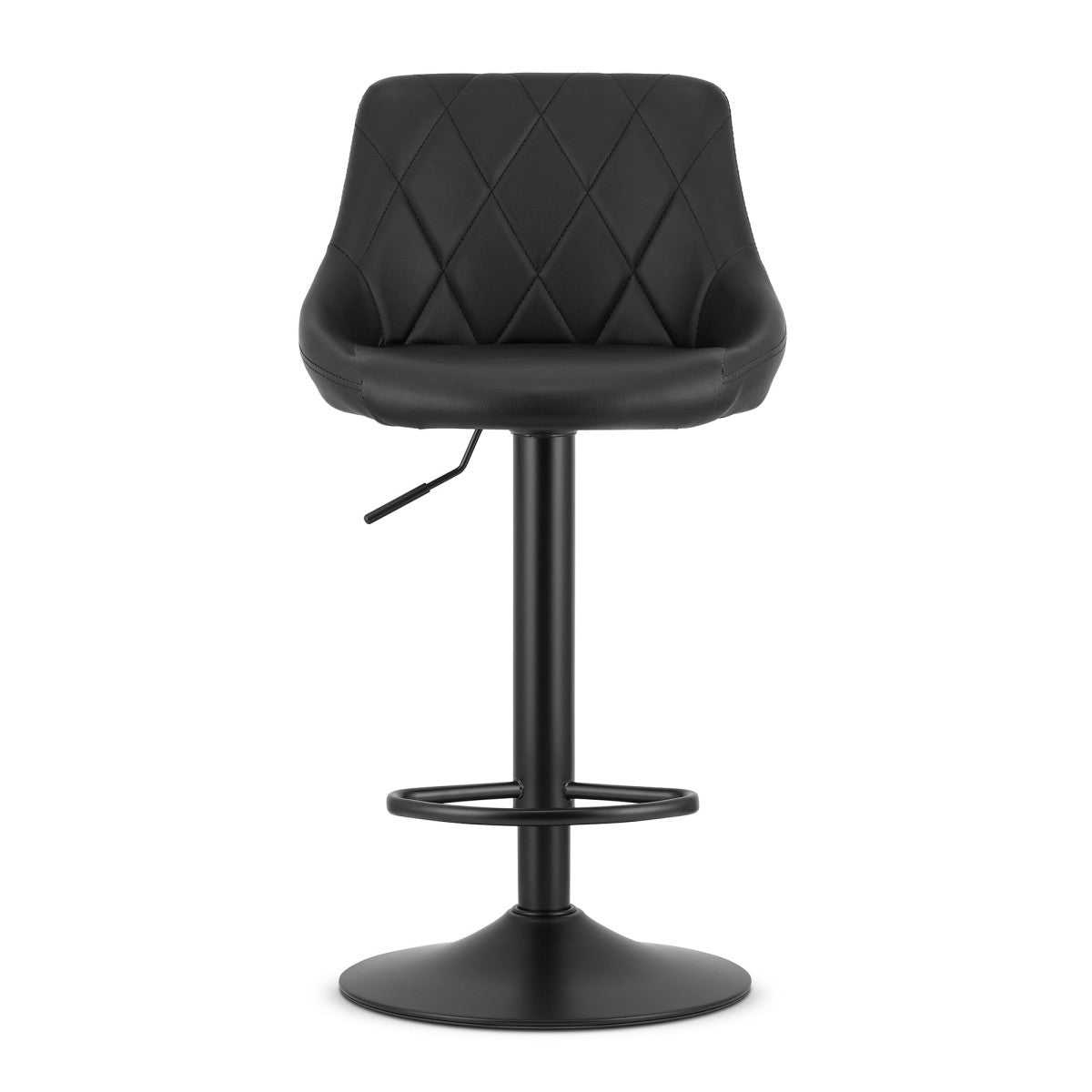Swivel Bar Stool, Adjustable Height, Black Faux Leather