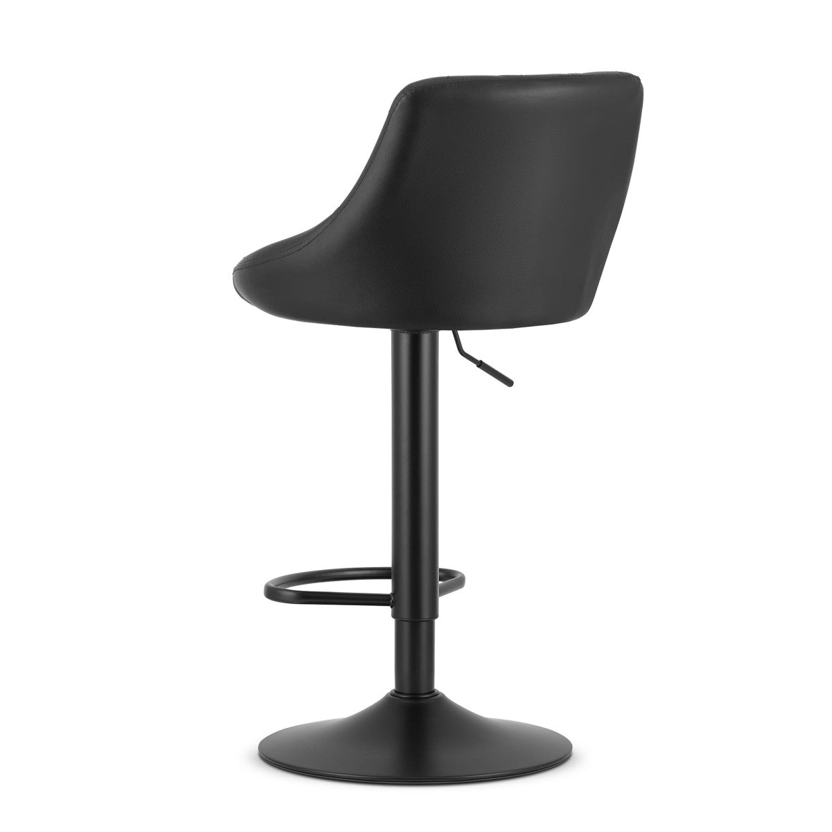 Swivel Bar Stool, Adjustable Height, Black Faux Leather
