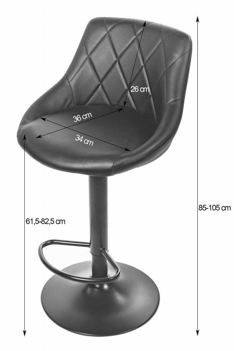 Swivel Bar Stool, Adjustable Height, Black Faux Leather
