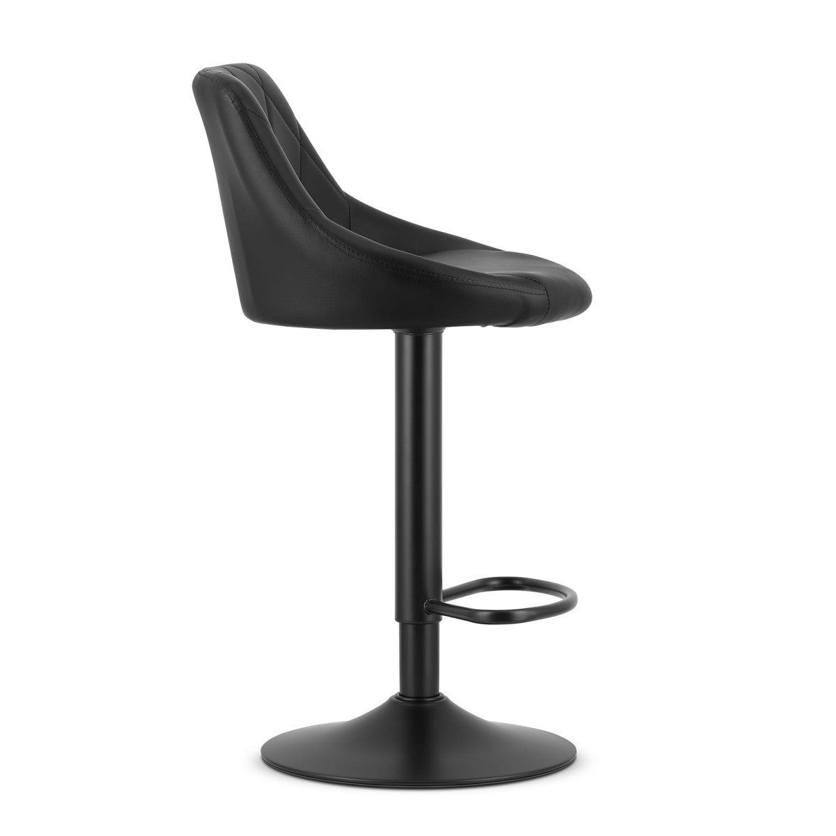 Swivel Bar Stool, Adjustable Height, Black Faux Leather