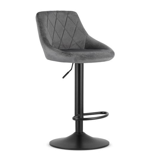 Swivel Bar Stool, Adjustable Height, Grey Velvet