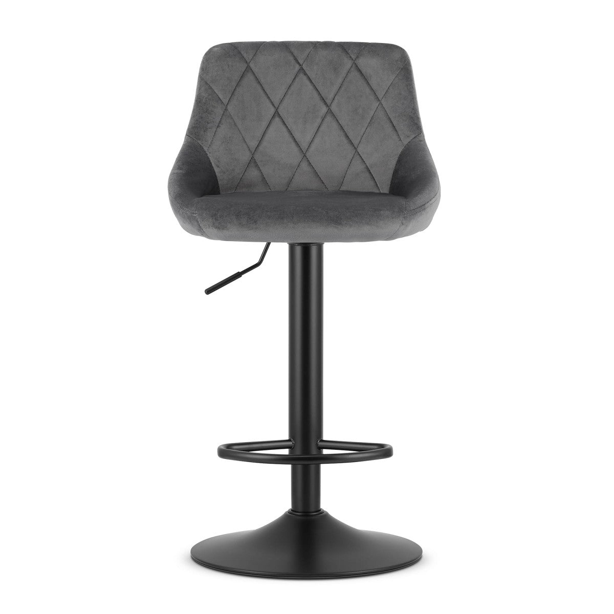 Swivel Bar Stool, Adjustable Height, Grey Velvet