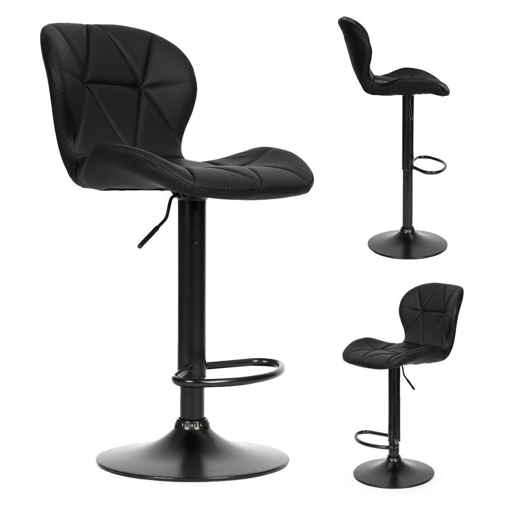 Swivel Bar Stool, Height Adjustable, Black with Footrest