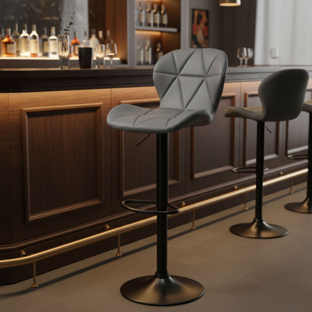 Swivel Bar Stool, Height Adjustable with Footrest, Grey
