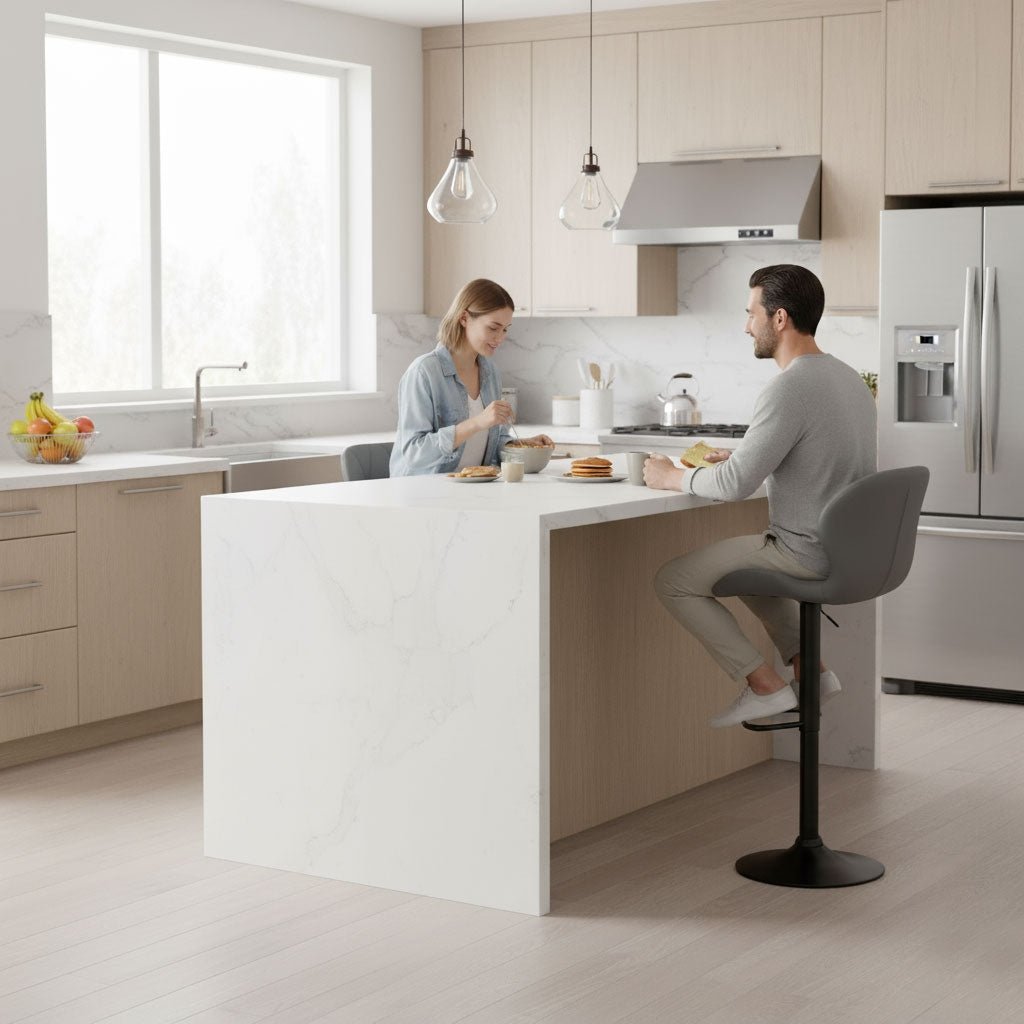 Swivel Bar Stool, Height Adjustable with Footrest, Grey
