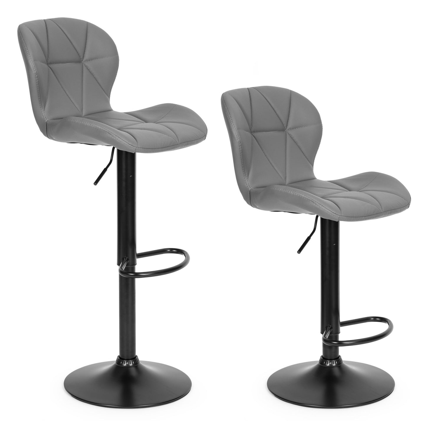 Swivel Bar Stool, Height Adjustable with Footrest, Grey