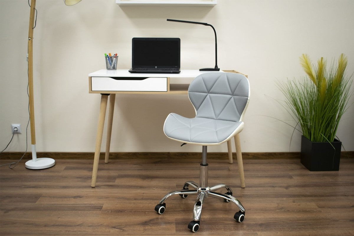 Swivel Office Chair, Eco Leather, Grey-White, Adjustable