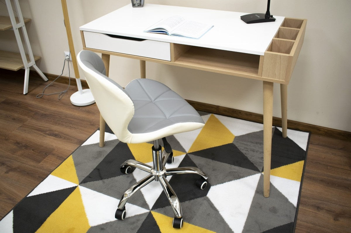 Swivel Office Chair, Eco Leather, Grey-White, Adjustable