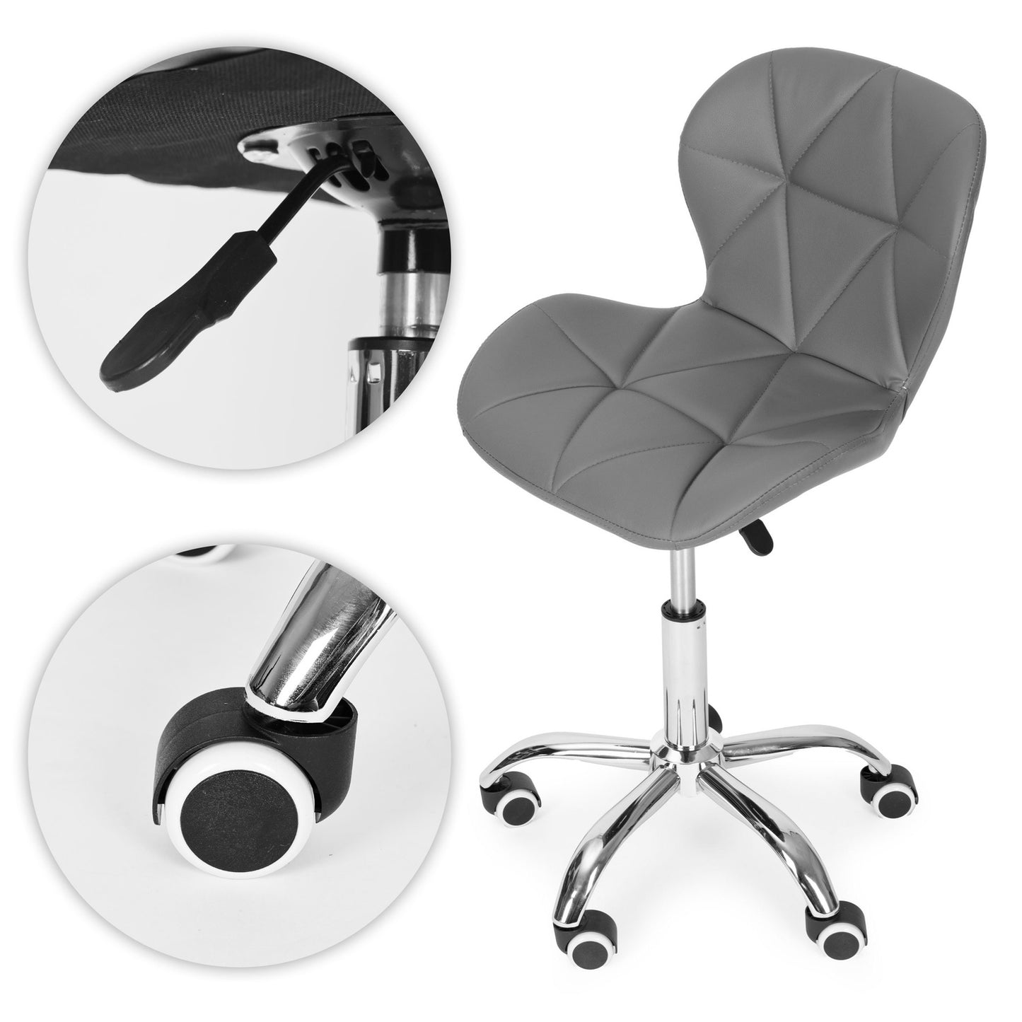 Swivel Office Chair, Height Adjustable, Grey, 100kg Capacity