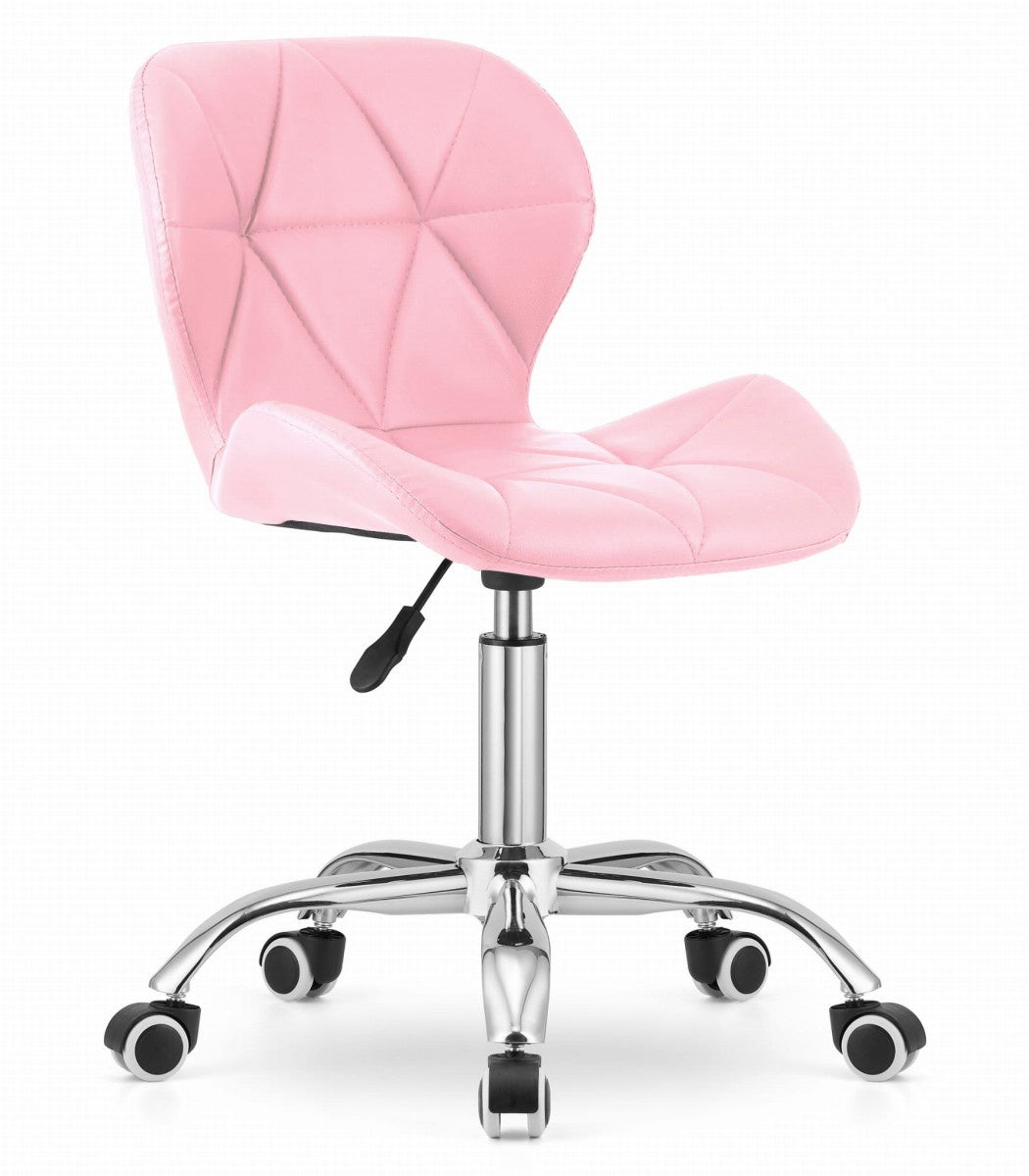 Swivel Office Chair, Pink Eco Leather, Wide Backrest