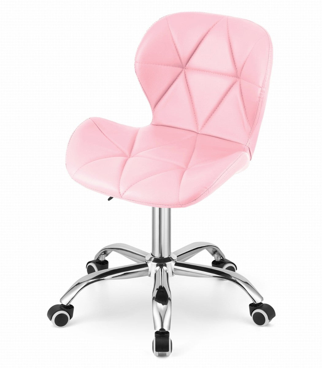 Swivel Office Chair, Pink Eco Leather, Wide Backrest