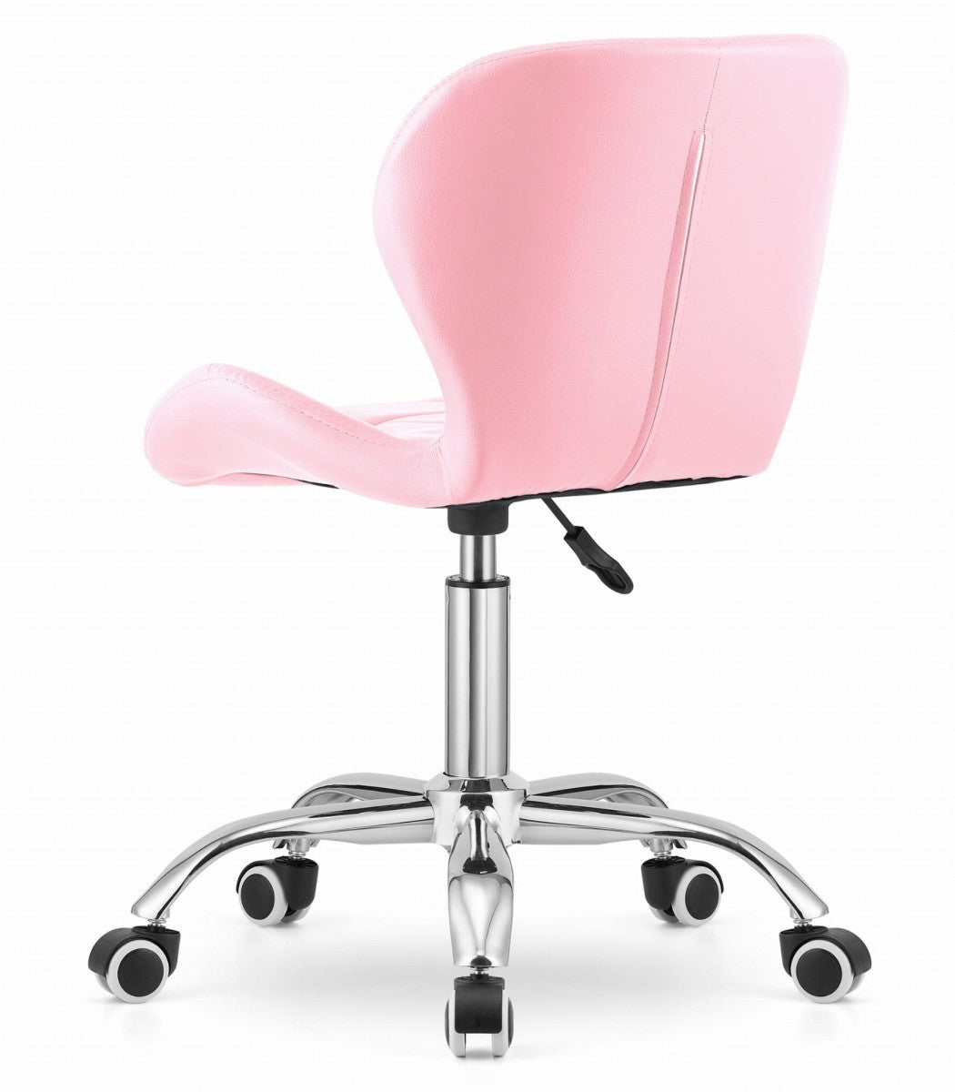 Swivel Office Chair, Pink Eco Leather, Wide Backrest