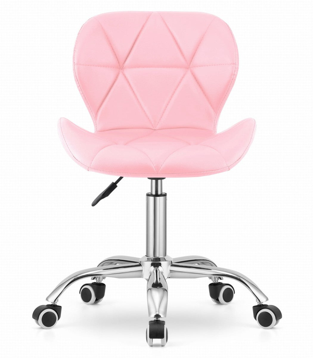 Swivel Office Chair, Pink Eco Leather, Wide Backrest