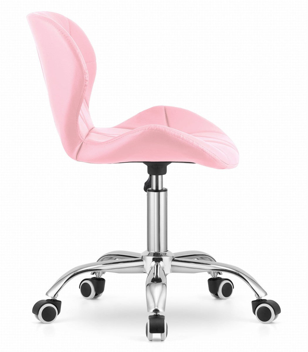 Swivel Office Chair, Pink Eco Leather, Wide Backrest