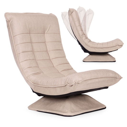 Swivel Reclining Lounge Chair, Beige Linen, 360 Rotation