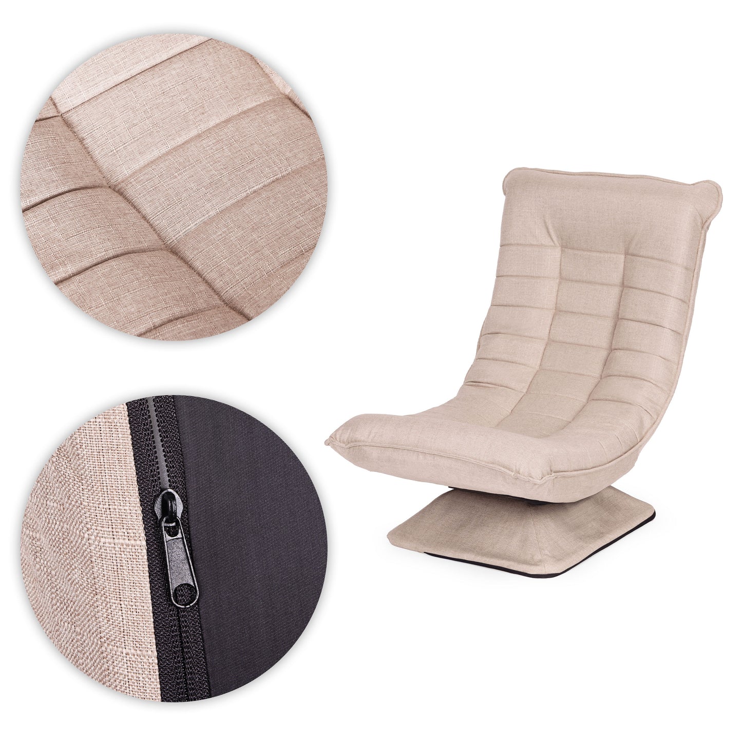 Swivel Reclining Lounge Chair, Beige Linen, 360 Rotation
