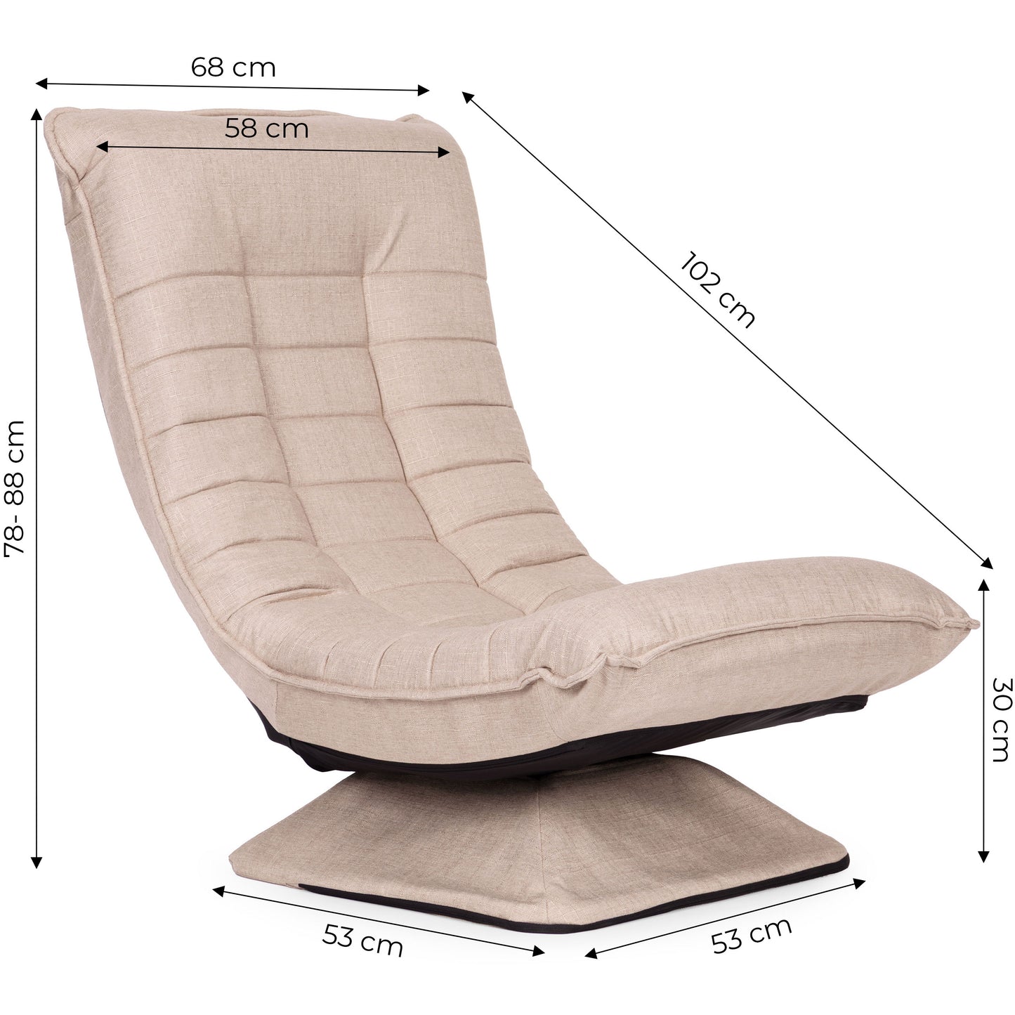 Swivel Reclining Lounge Chair, Beige Linen, 360 Rotation