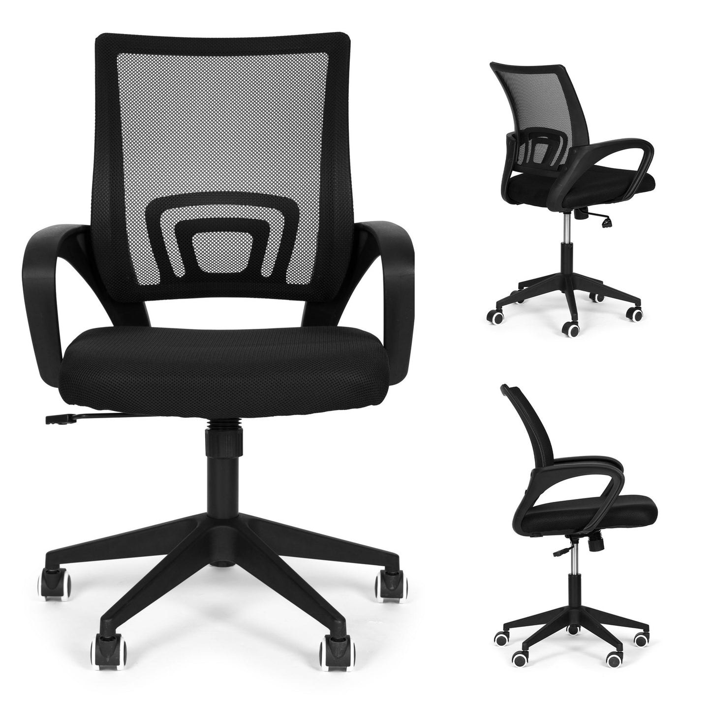 Swivel armchair, contoured office chair, black ModernHome