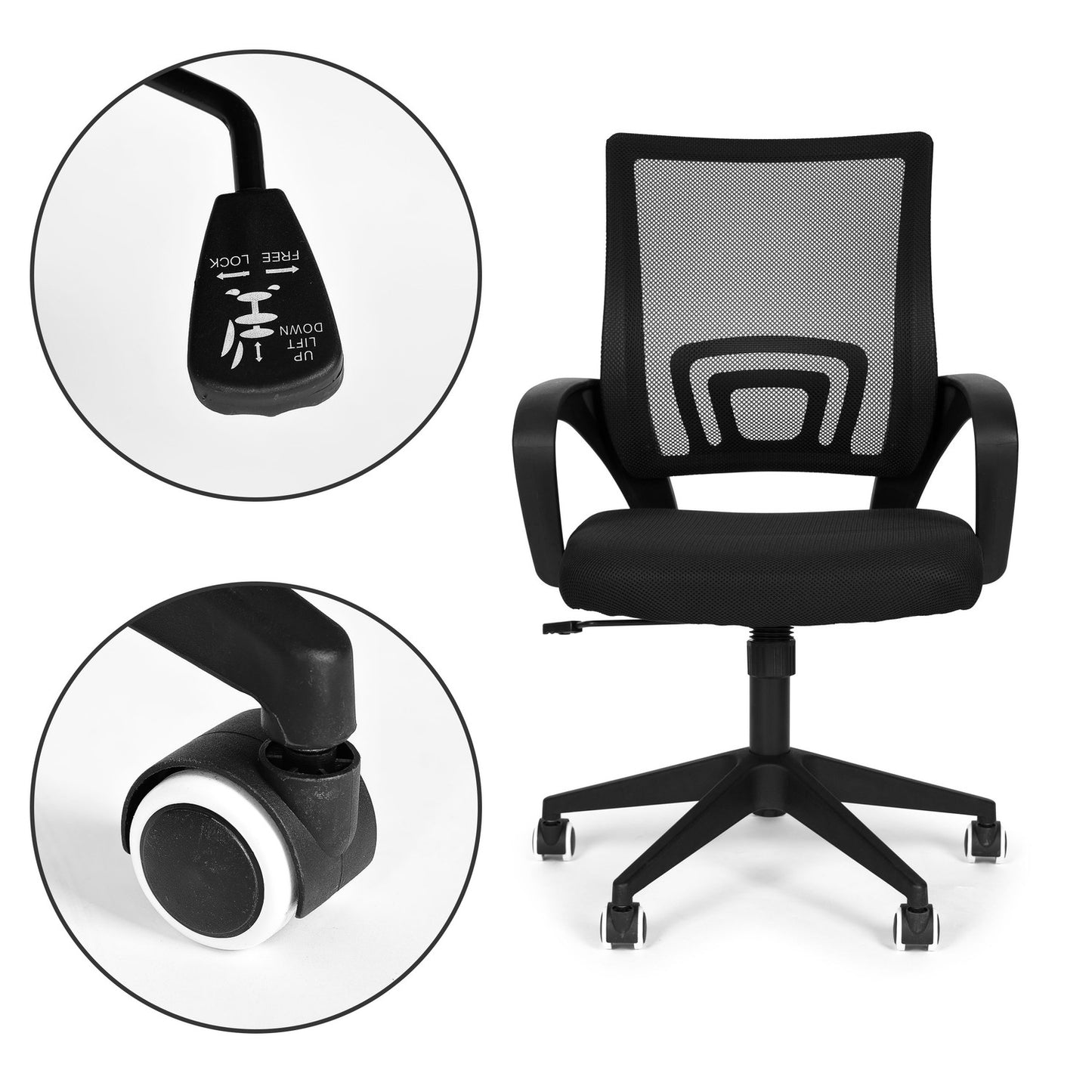 Swivel armchair, contoured office chair, black ModernHome