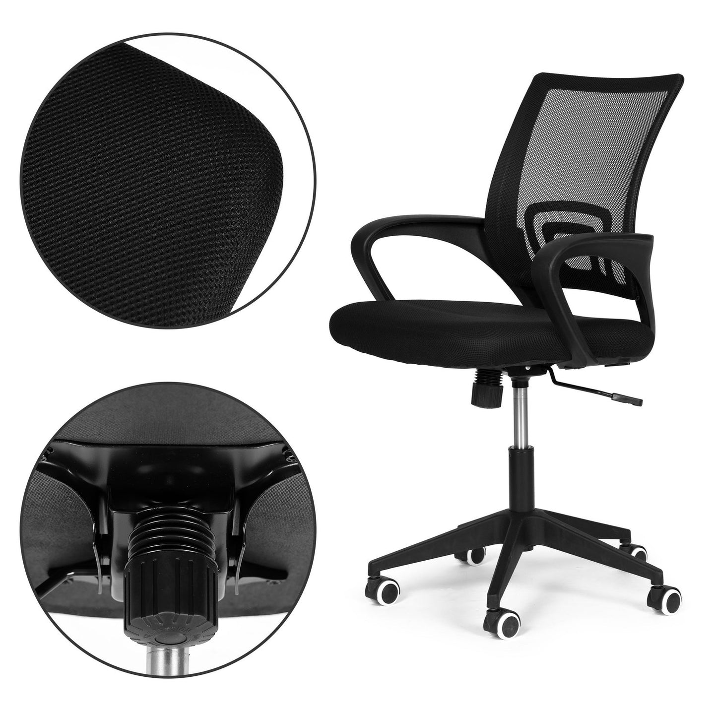 Swivel armchair, contoured office chair, black ModernHome