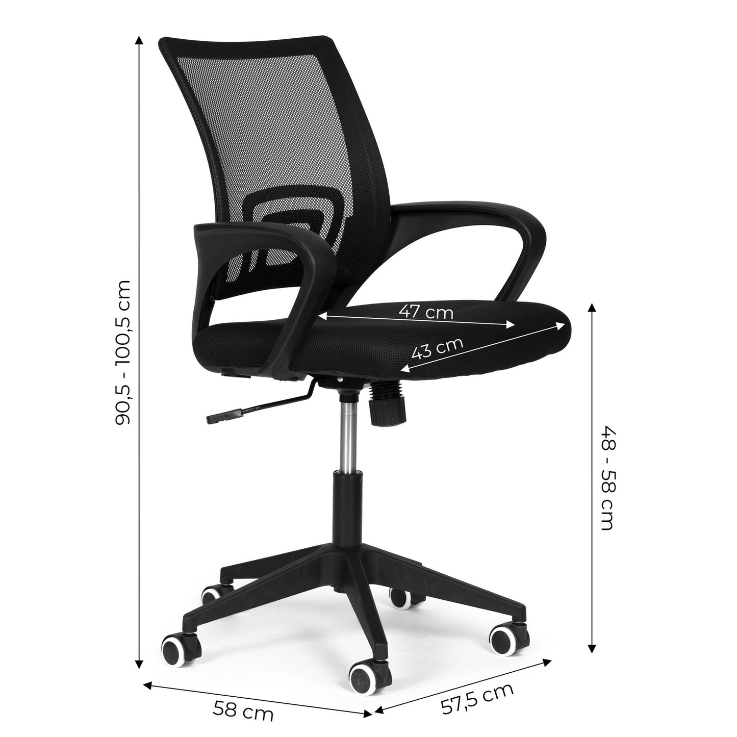 Swivel armchair, contoured office chair, black ModernHome