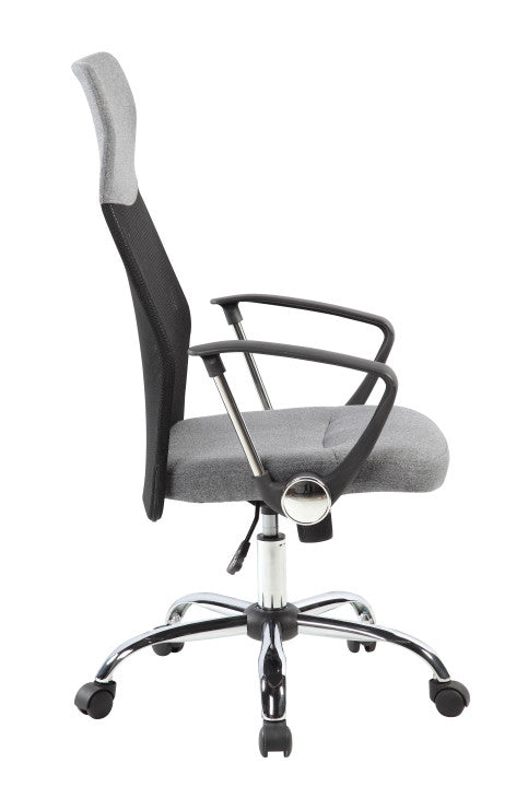 Swivel office chair, chrome legs, high backrest, gray