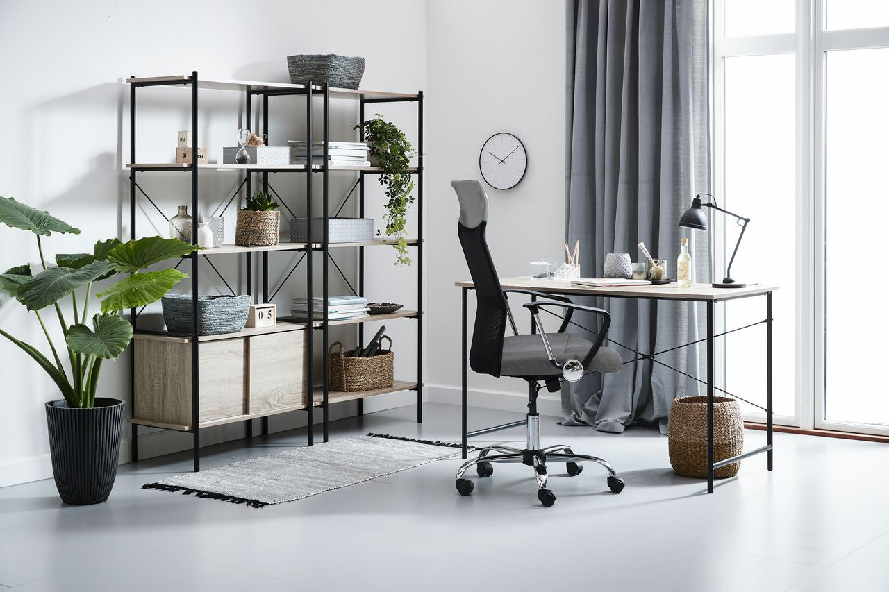 Swivel office chair, chrome legs, high backrest, gray