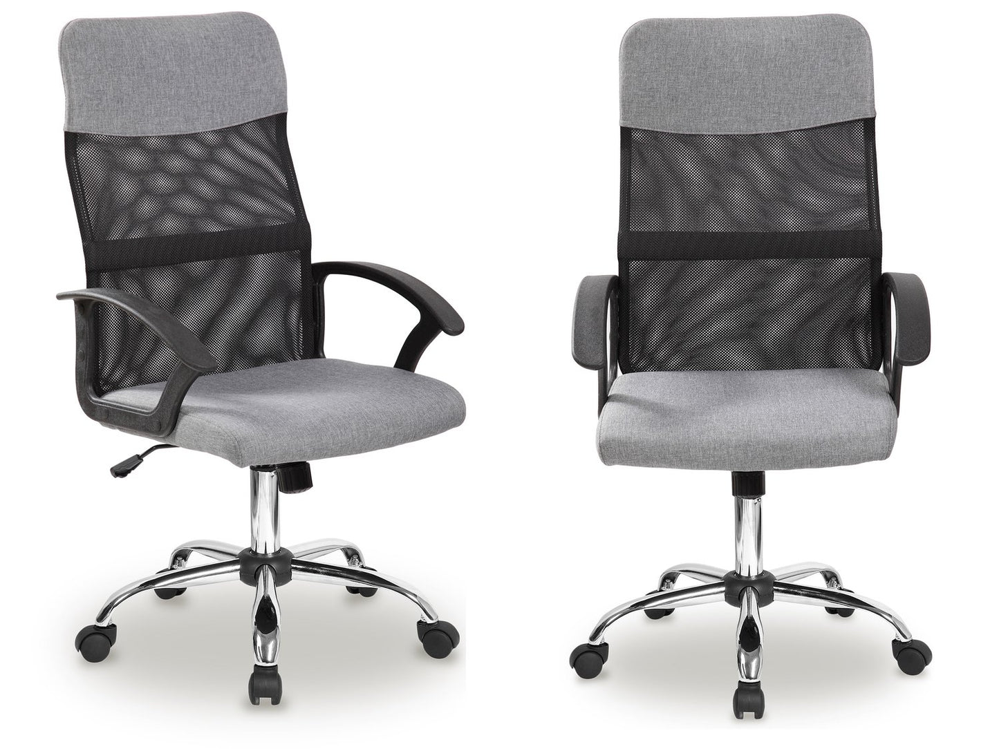 Swivel office chair with mesh backrest, gray