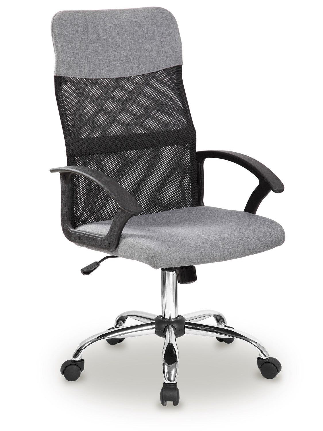 Swivel office chair with mesh backrest, gray