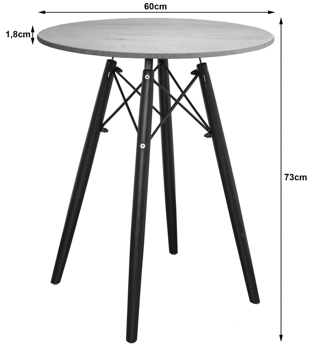TODI coffee table, modern Scandinavian brown round top, 60 cm