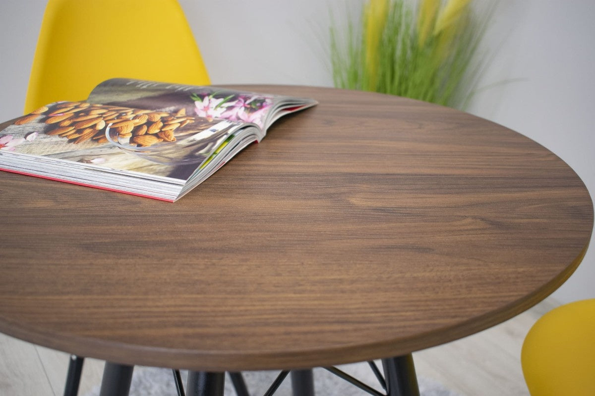 TODI coffee table, modern Scandinavian brown round top, 60 cm