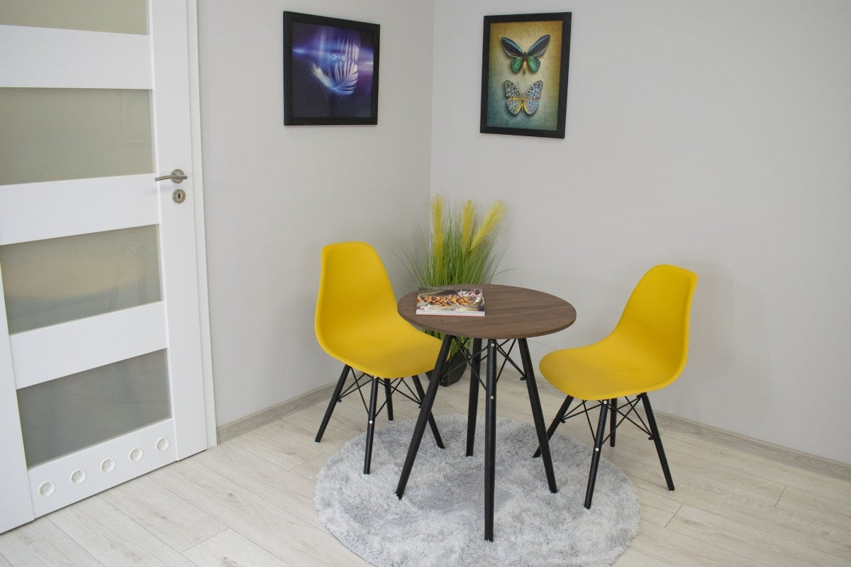 TODI coffee table, modern Scandinavian brown round top, 60 cm
