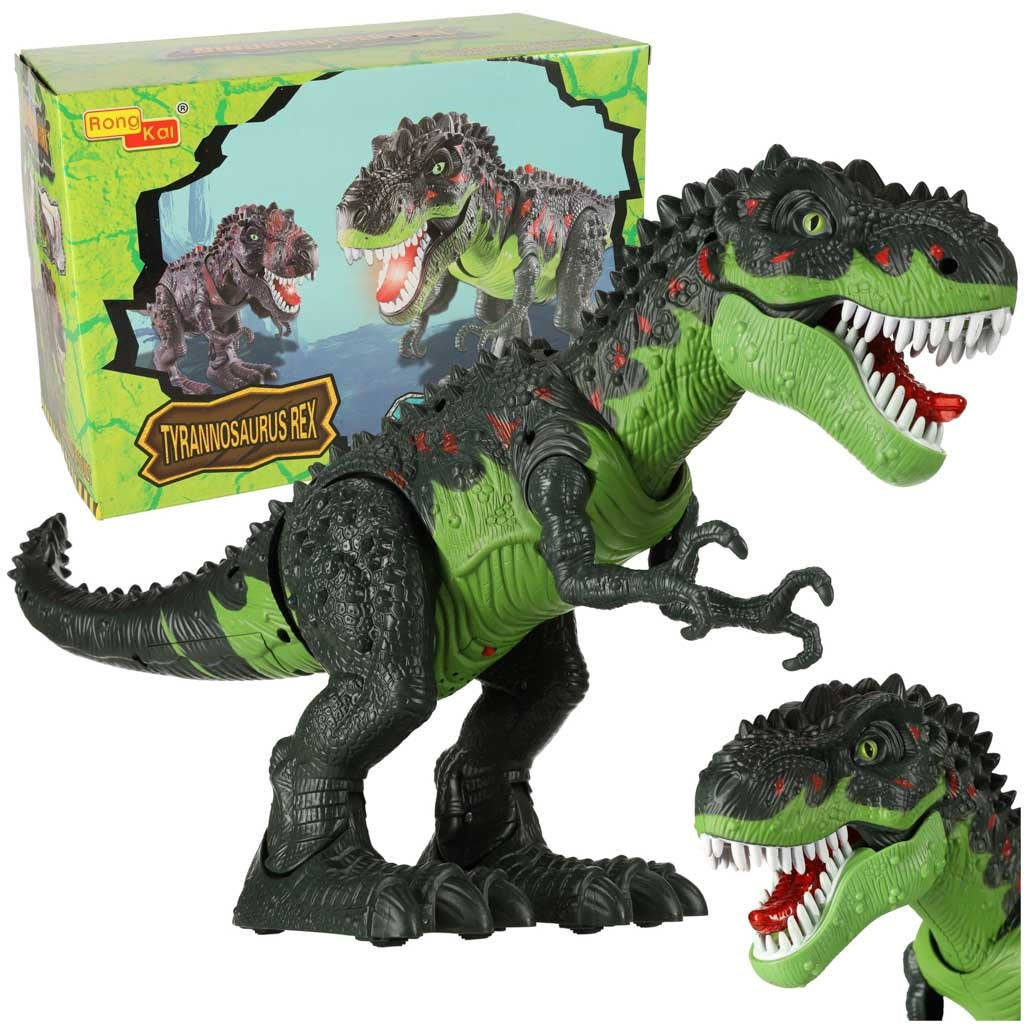 T-REX electronic dinosaur walks roars green