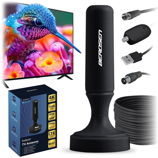 TV Antenna 360° Ultra HD 4K, Indoor, Black