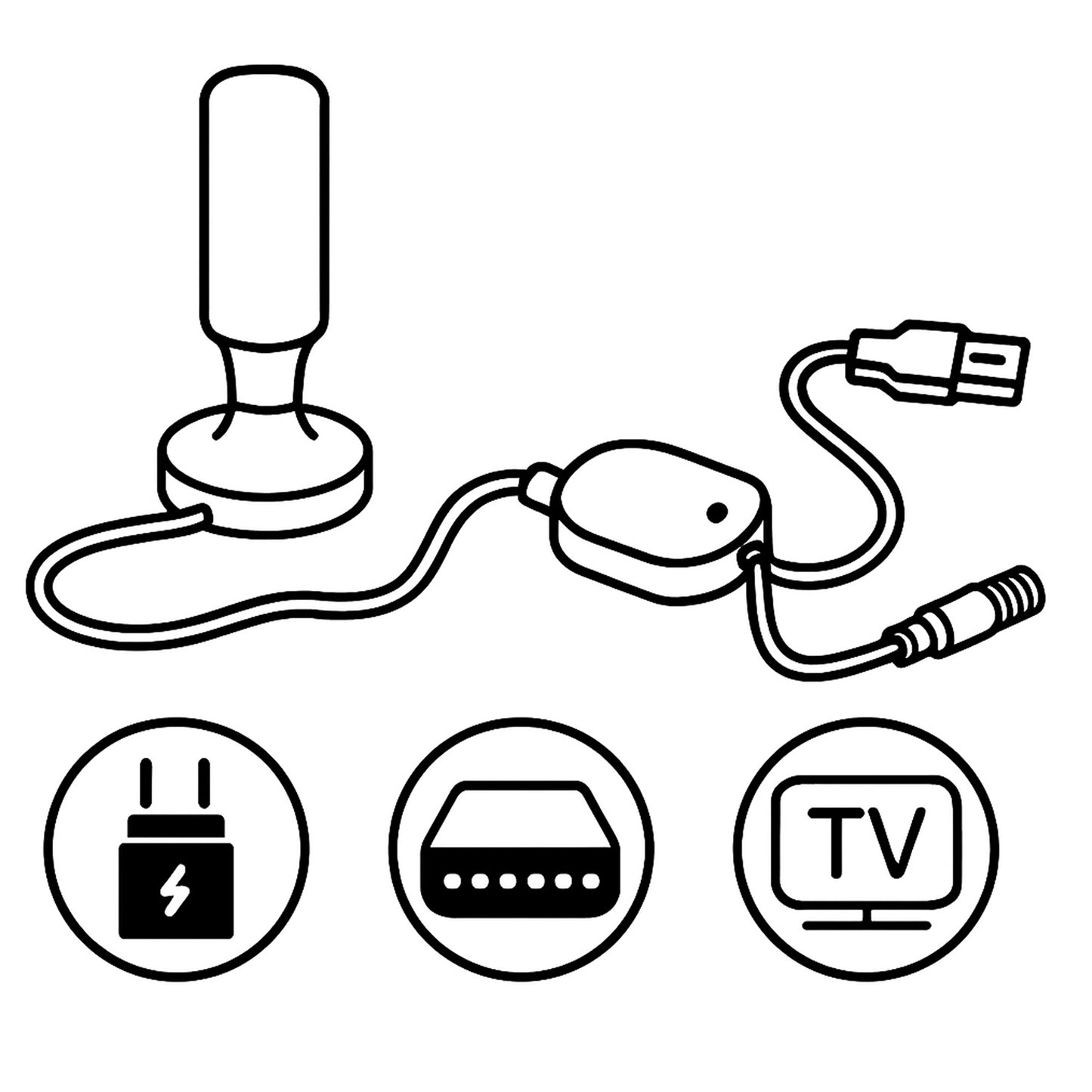TV Antenna 360° Ultra HD 4K, Indoor, Black